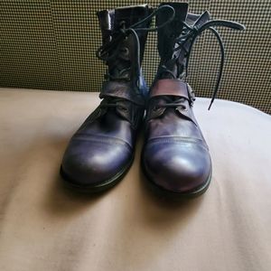 Cetti Designer distressed blue leather winter boots, made in Spain